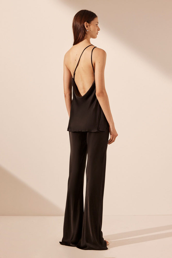 
            
                Load image into Gallery viewer, Shona Joy - Mia One Shoulder Cowl Back Top in Black
            
        
