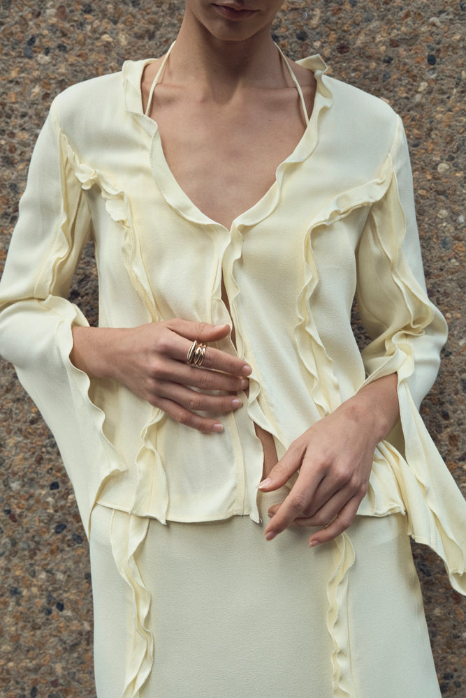 
            
                Load image into Gallery viewer, Third Form - Stroke Frill Blouse in Limoncello
            
        