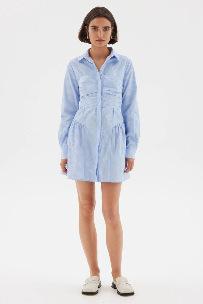 Sovere - Evermore Corset Shirt Dress in Mid Blue