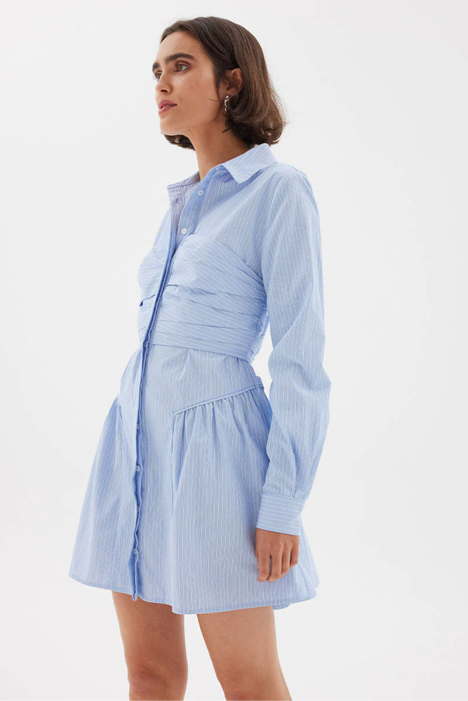 Sovere - Evermore Corset Shirt Dress in Mid Blue