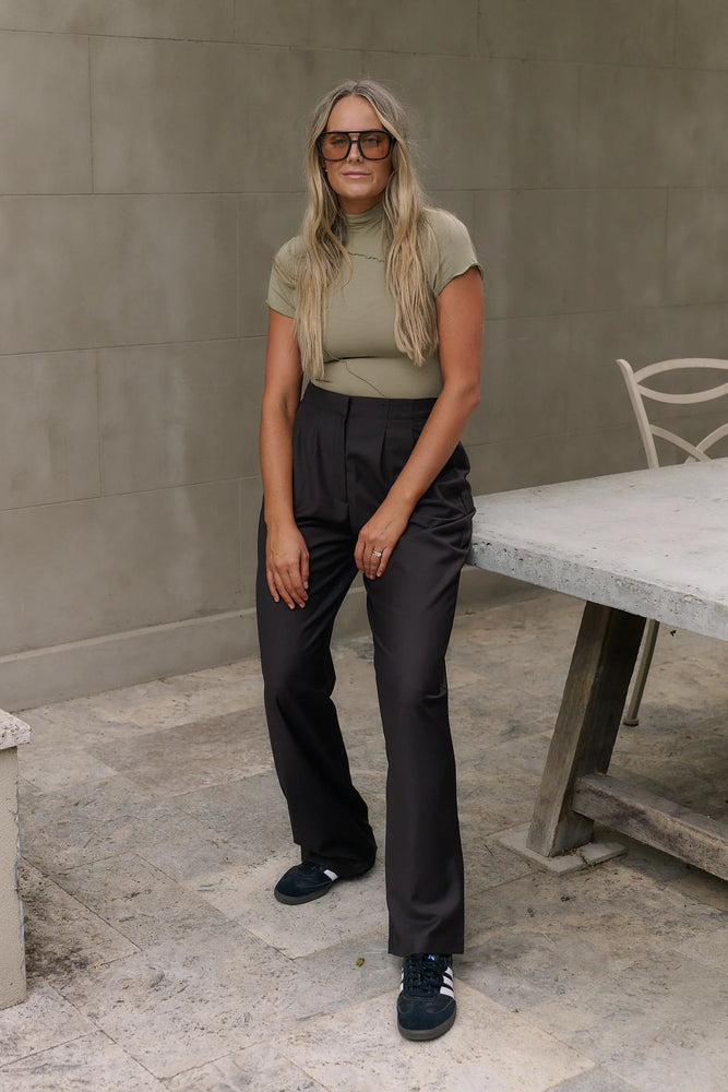 Raef The Label - Laney Panelled SS Top in Dark Olive