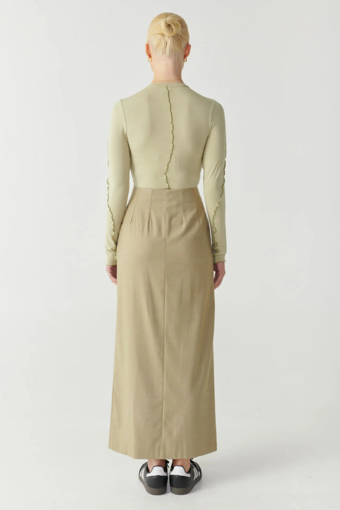 Raef The Label -Nia Panelled LS Top in Light Olive