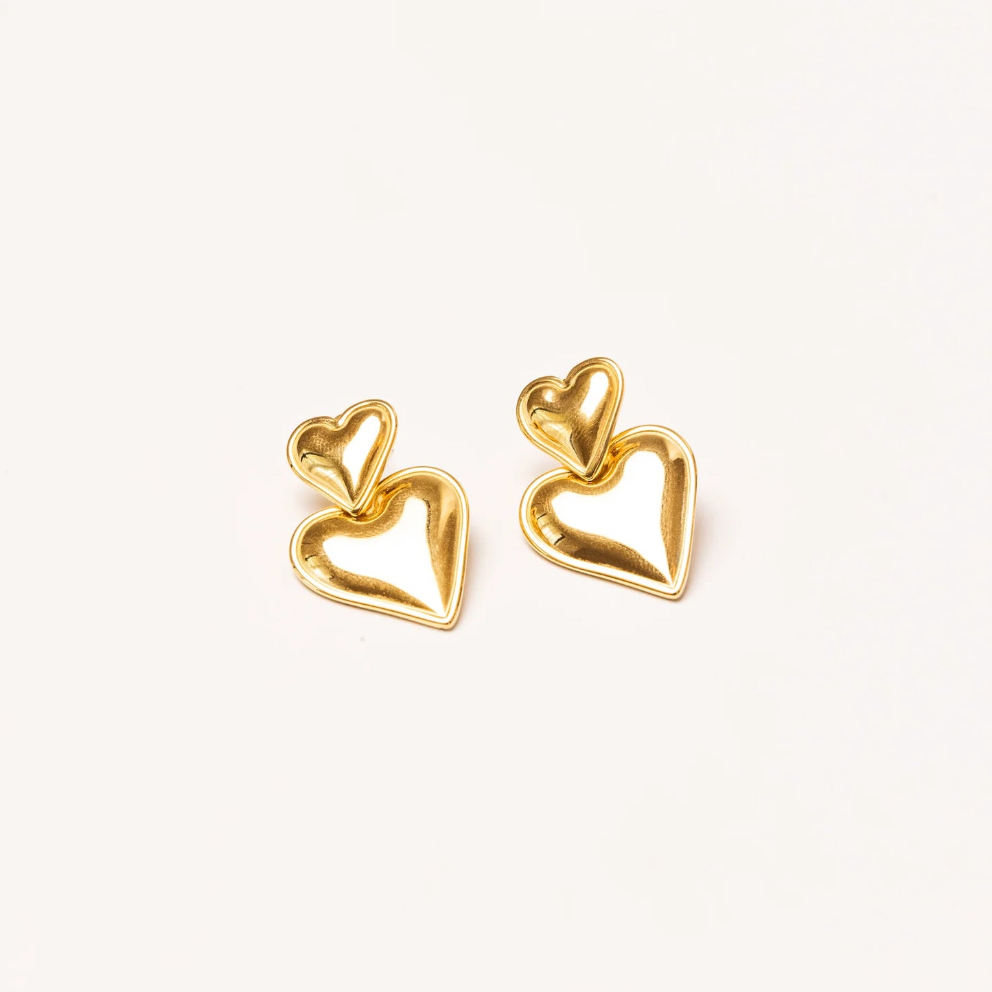 We Are Emte- Double Heart Earrings in Gold