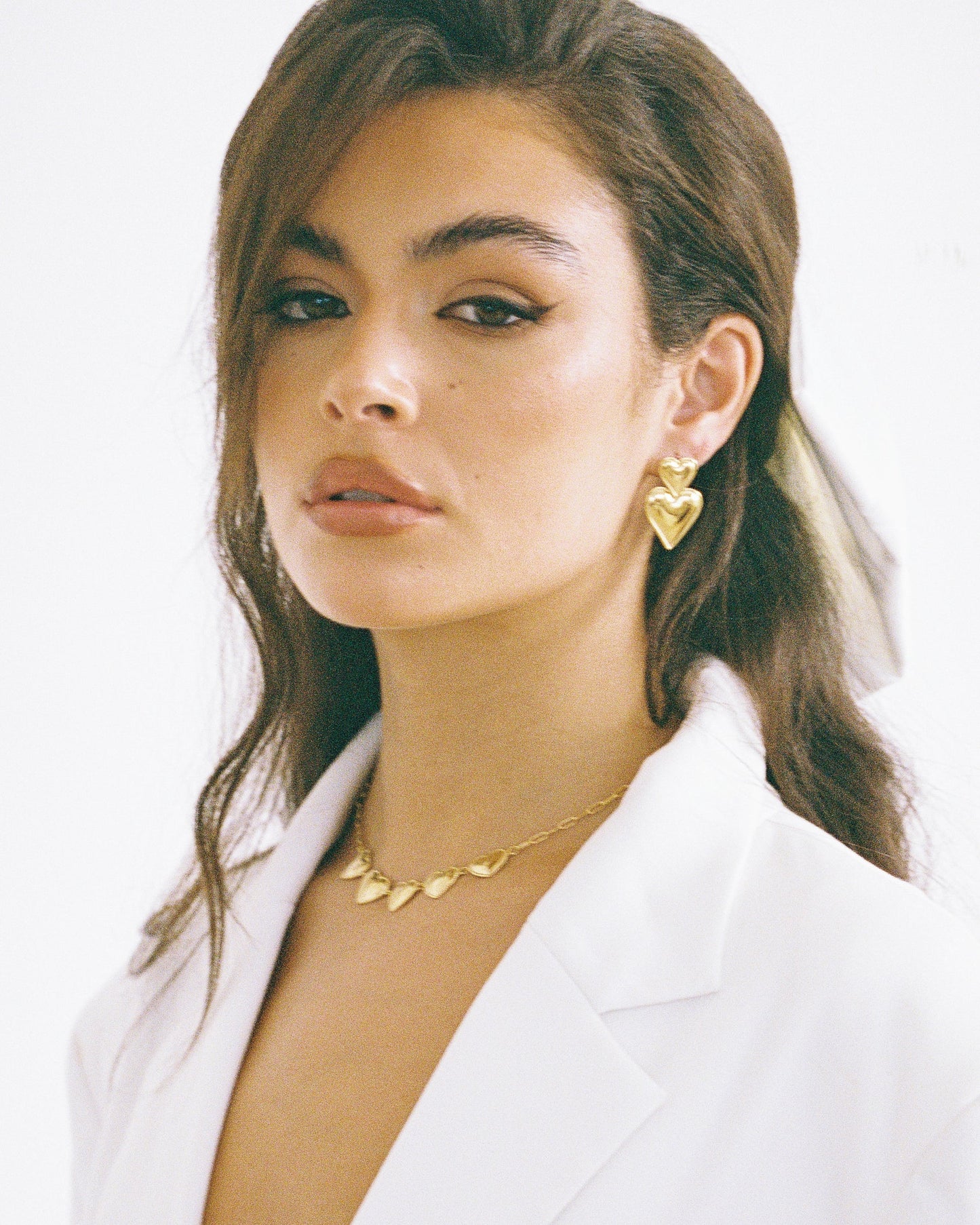 We Are Emte- Double Heart Earrings in Gold