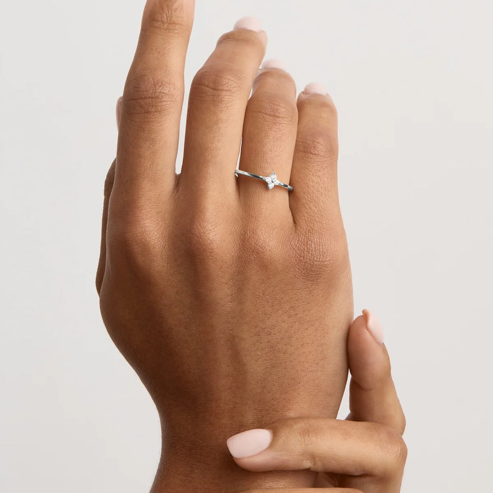 By Charlotte - Crystal Bloom Ring Ring in Silver