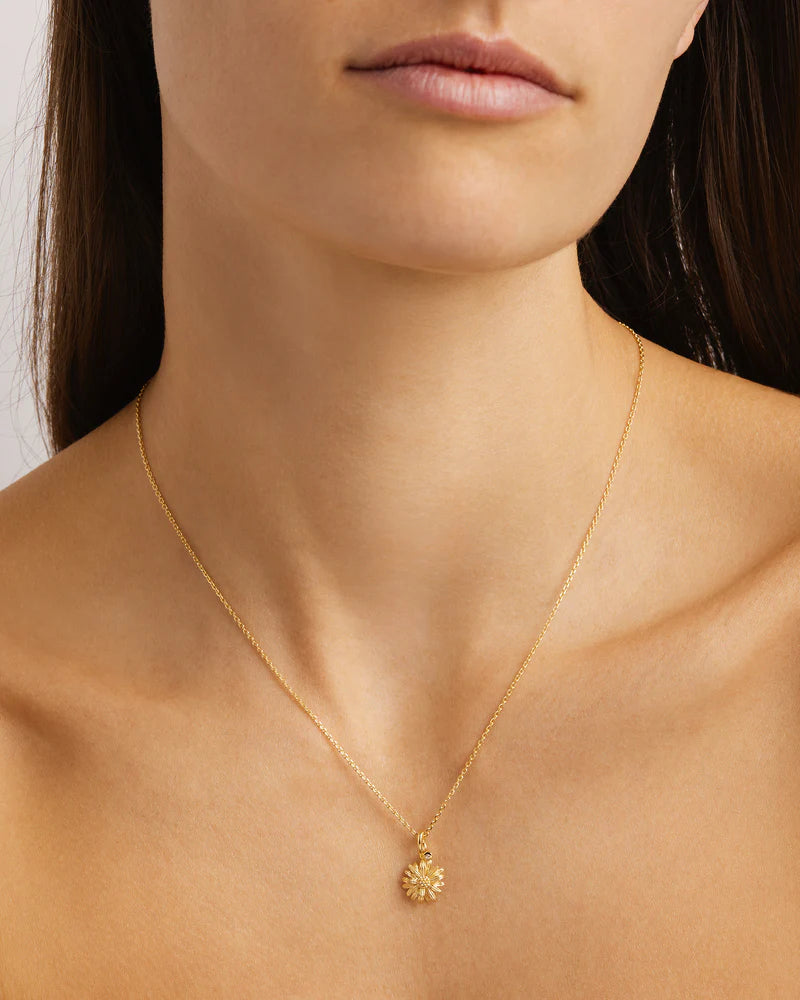 By Charlotte -  Daisy April Birth Flower Necklace in Gold