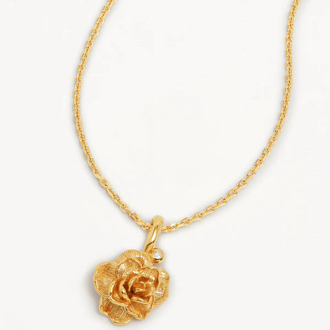 By Charlotte -  Rose June Birth Flower Necklace in Gold