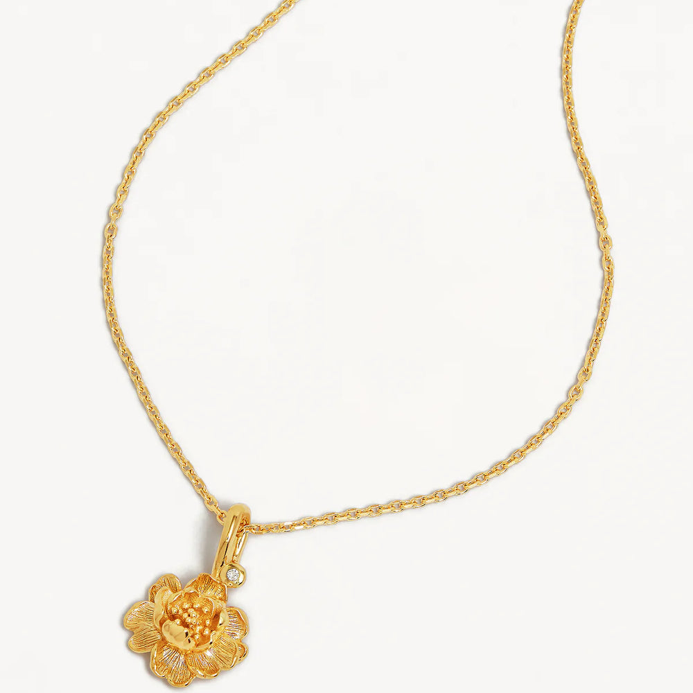 By Charlotte -  Peony November Birth Flower Necklace in Gold