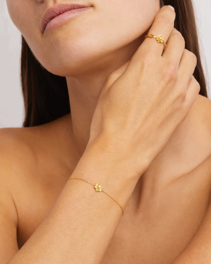 By Charlotte  - Bloom Within Lotus Bracelet in Gold