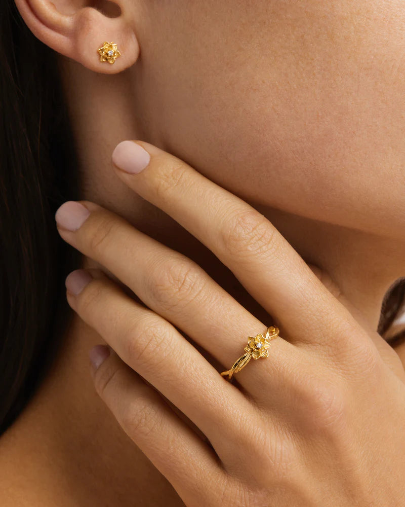 By Charlotte - Bloom Within Lotus Ring in Gold