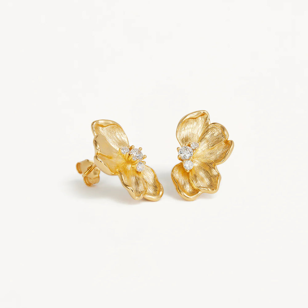 By Charlotte - Serene Lotus Statement Earrings in Gold