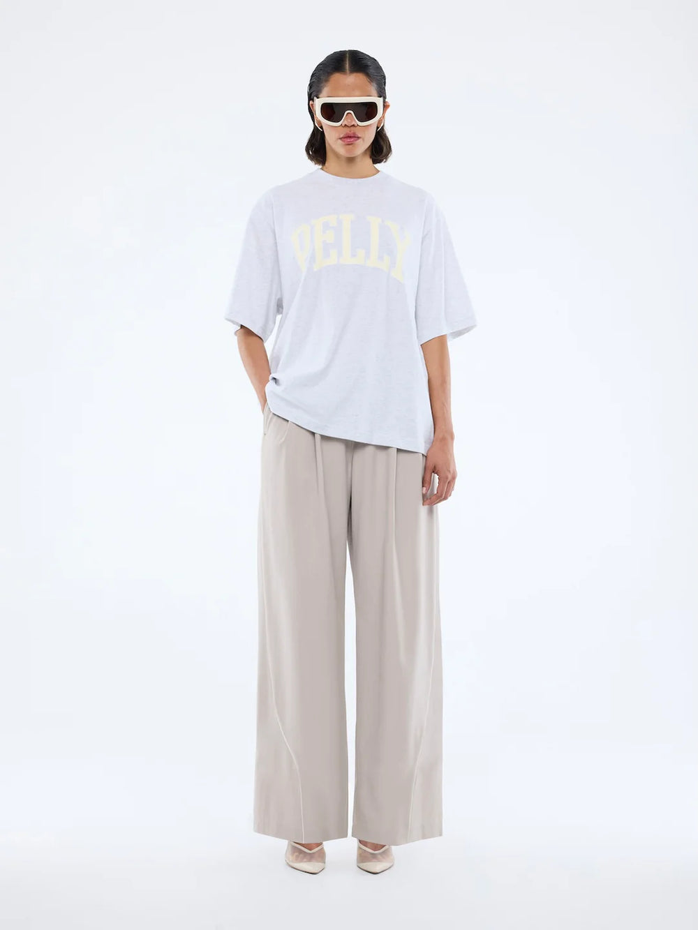 Ena Pelly - Pelly Collegiate Tee in White Marle