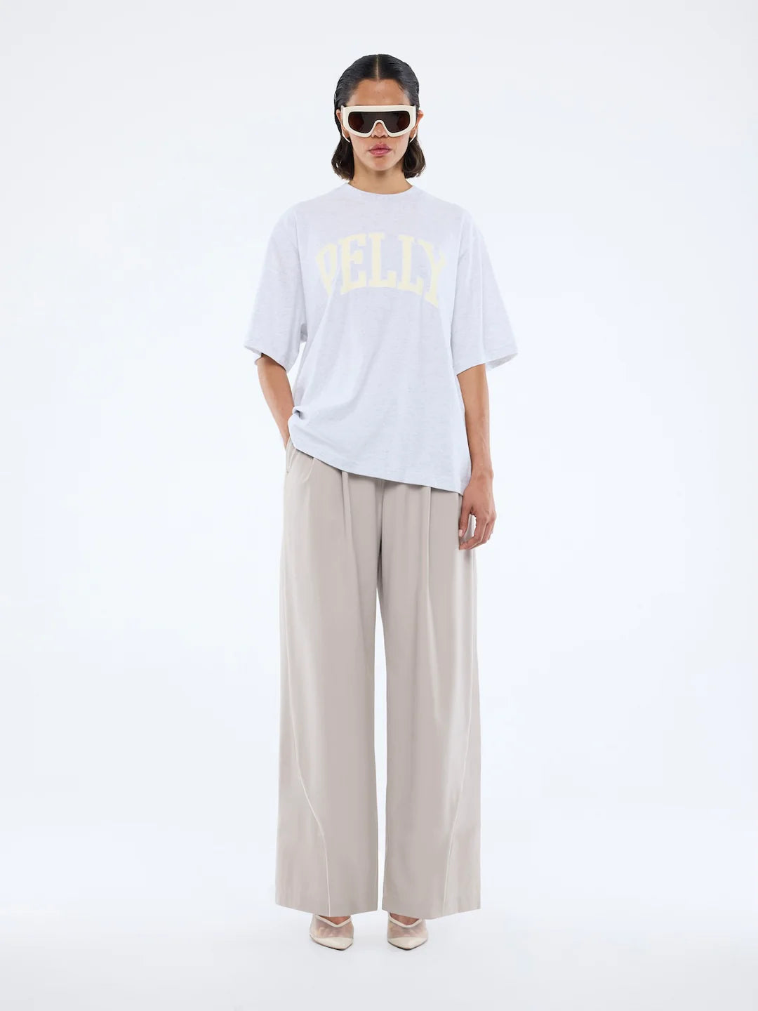 Ena Pelly - Pelly Collegiate Tee in White Marle