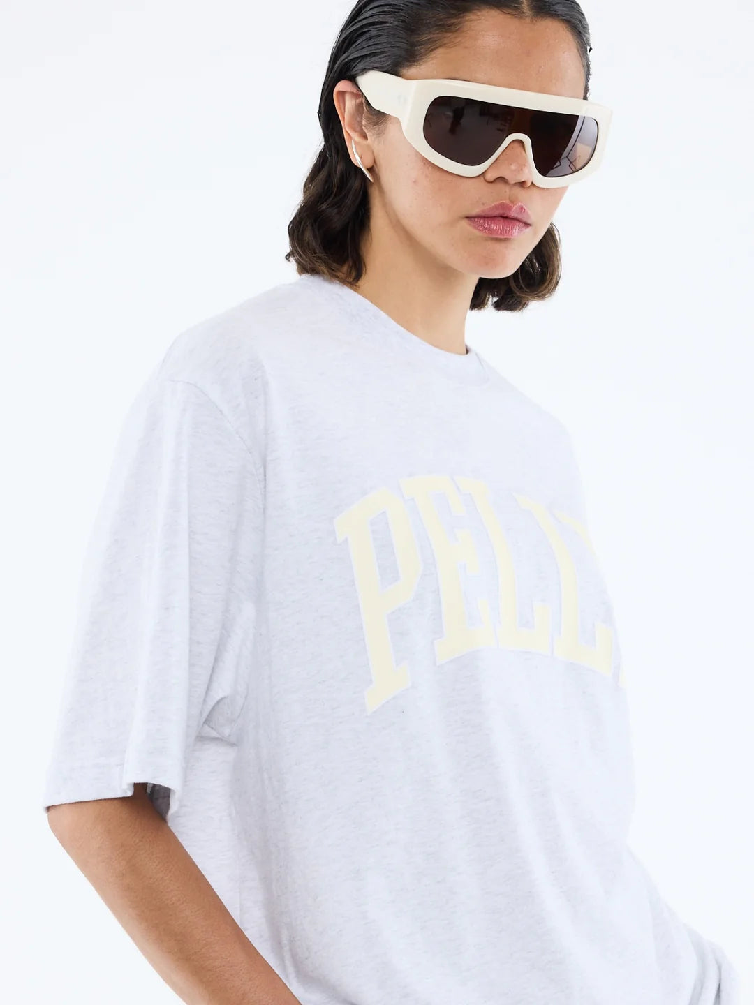 Ena Pelly - Pelly Collegiate Tee in White Marle
