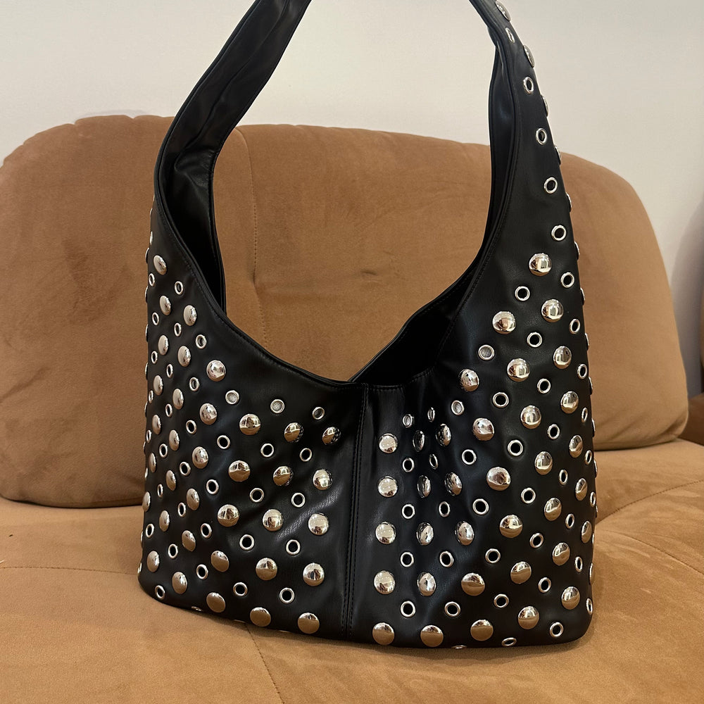We Are Emte - Roxy Studded Bag in Black Leather