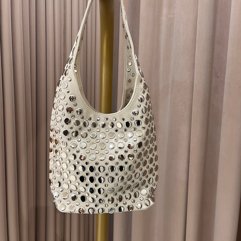 We Are Emte - Sloane Studded Bag in Vanilla