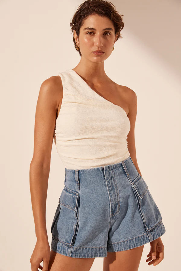 Shona Joy - Stella Patch Pocket Short in Mid Blue