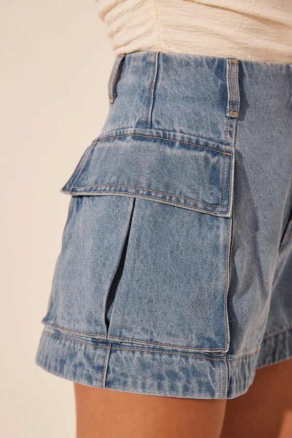 
                      
                        Shona Joy - Stella Patch Pocket Short in Mid Blue
                      
                    