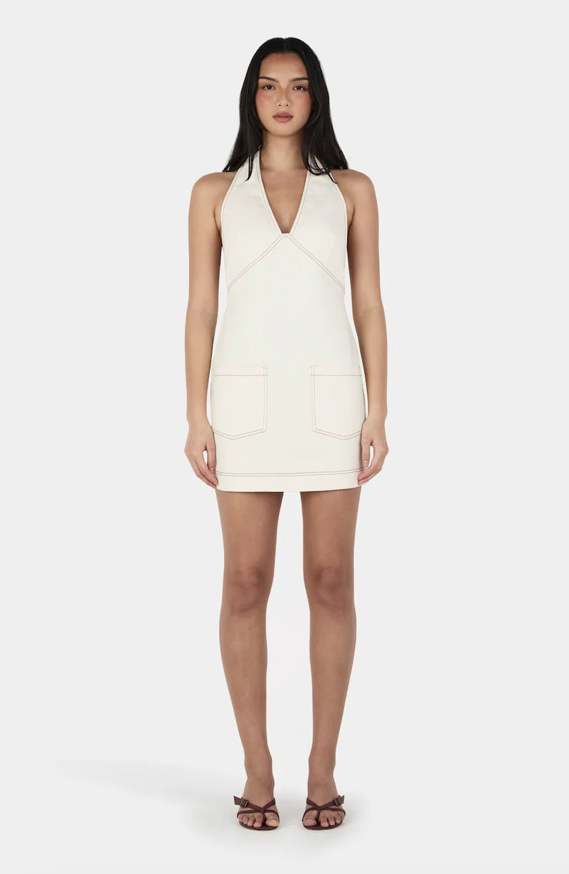 Ownley - Lilah Denim Mini Dress in Ecru