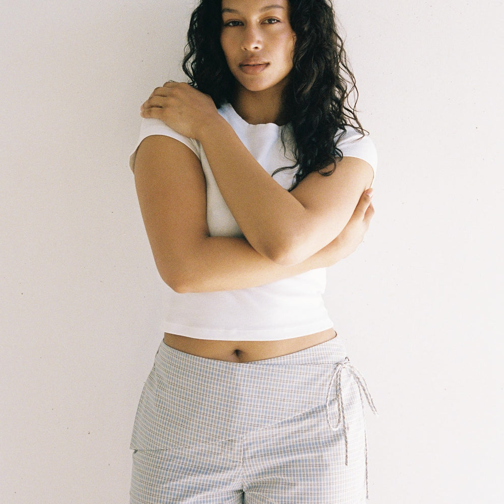 
                      
                        JUNI - Madison Short in Blue Check
                      
                    