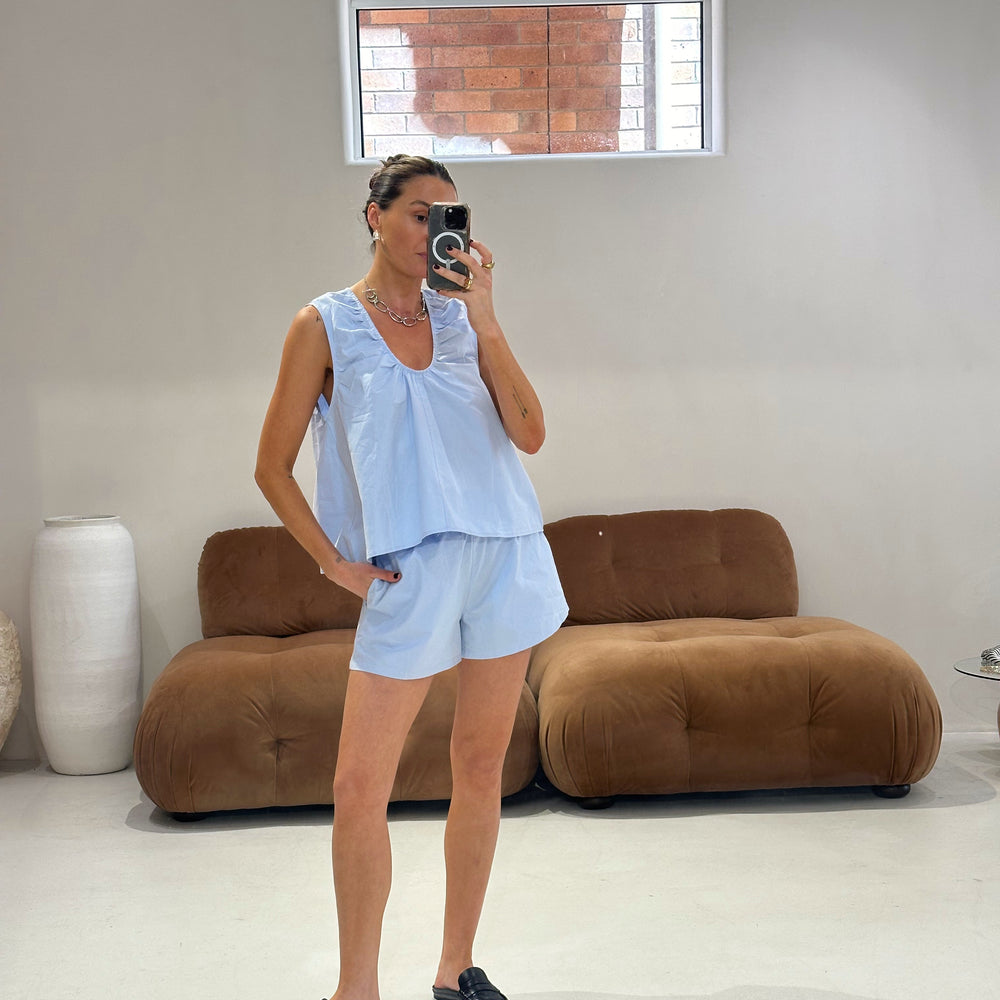 Emte - Poplin Top in Baby Blue
