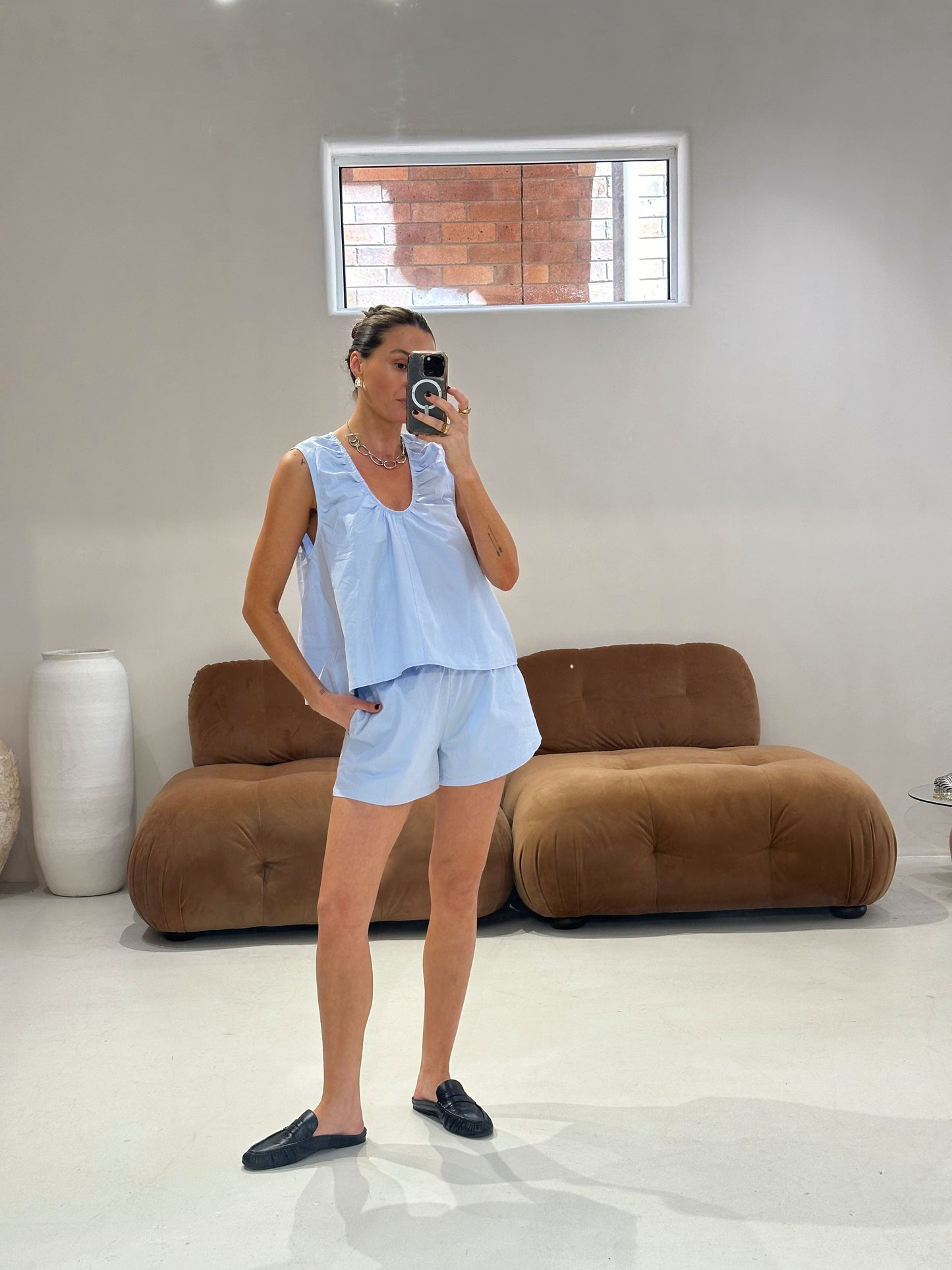 Emte - Poplin Top in Baby Blue