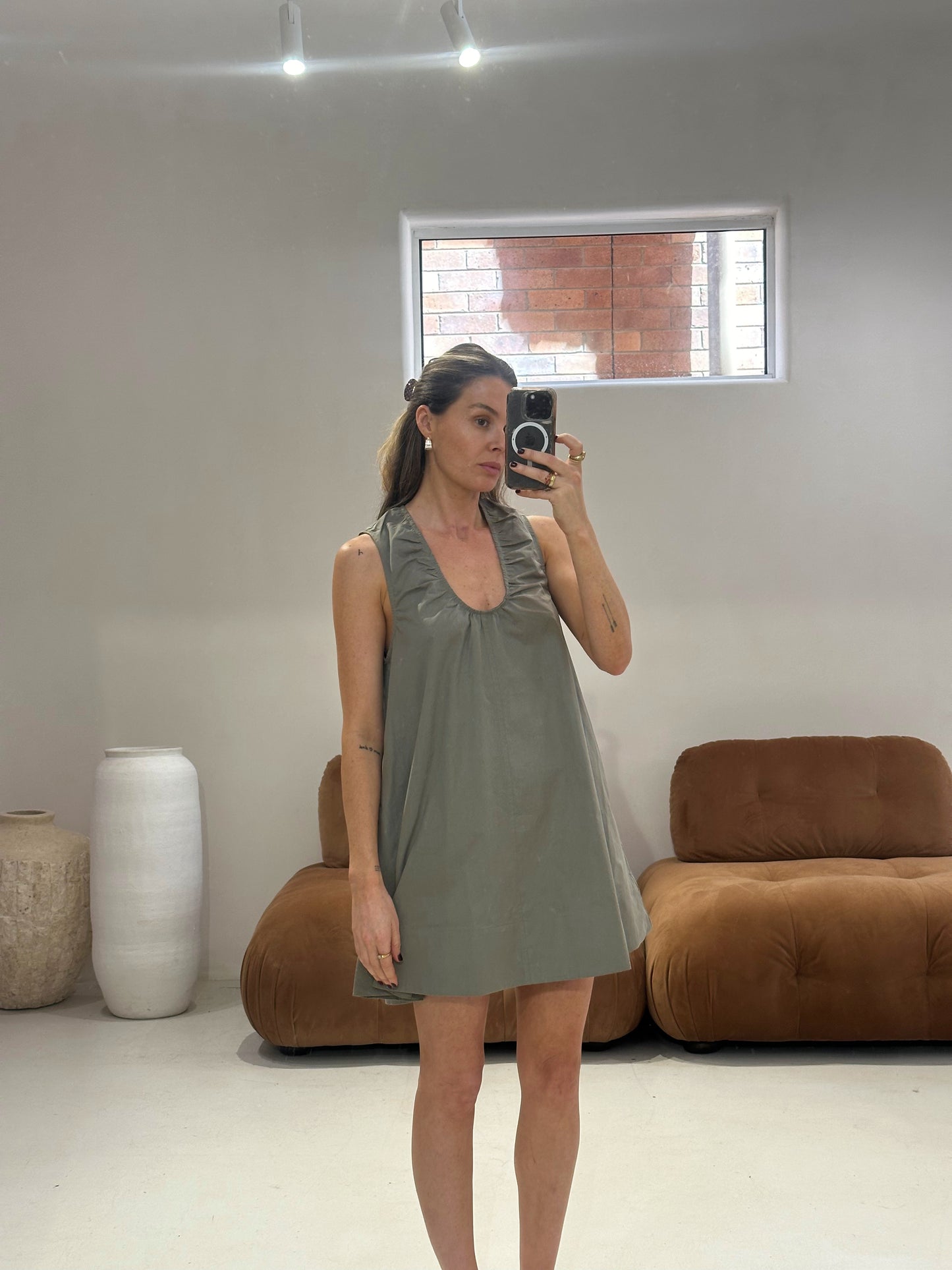 Emte - Poplin Dress in Khaki