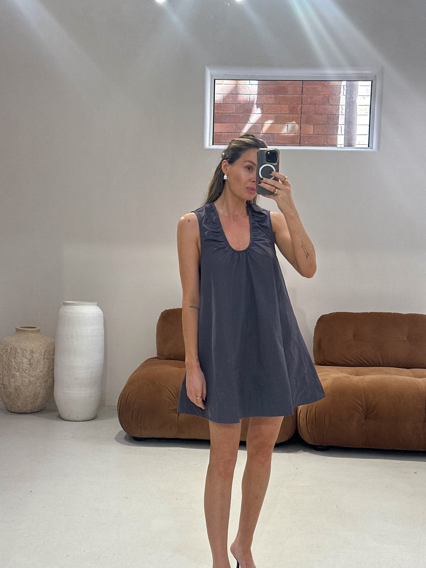 Emte - Poplin Dress in Stone
