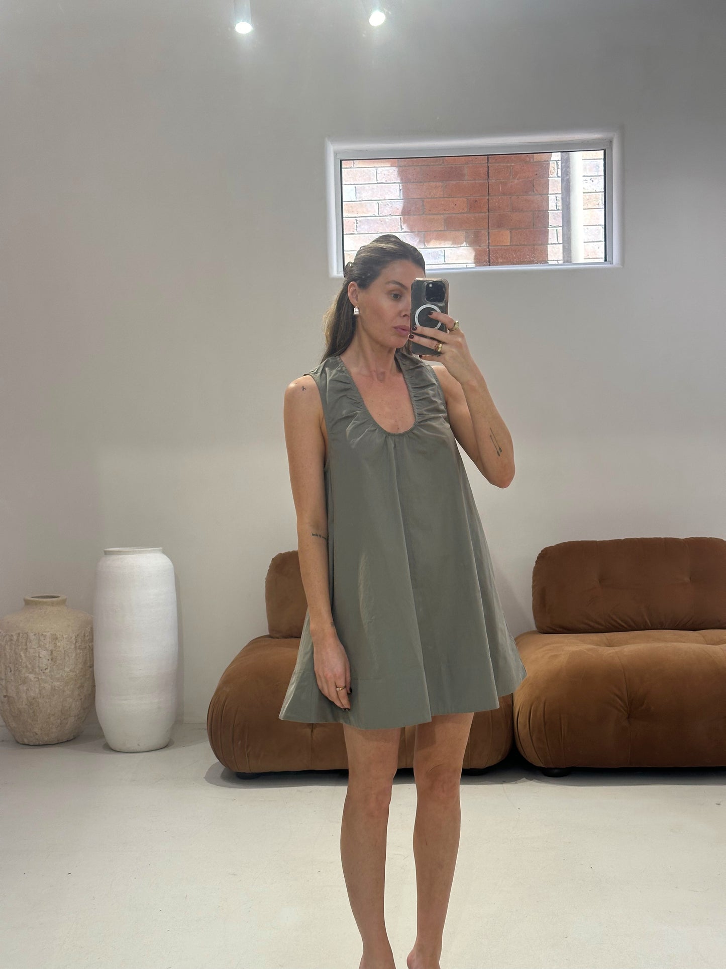 Emte - Poplin Dress in Khaki