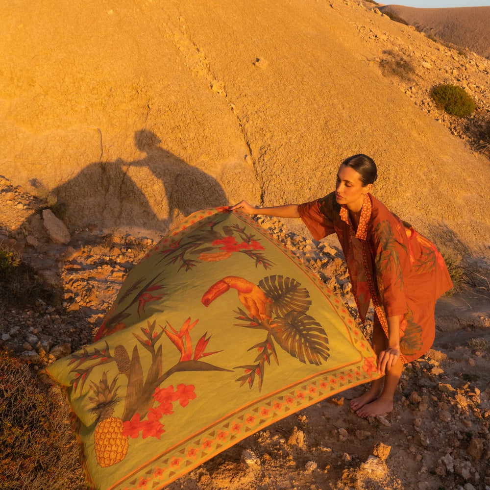 
                      
                        Wandering Folk - Cuban Sarong in Lime
                      
                    