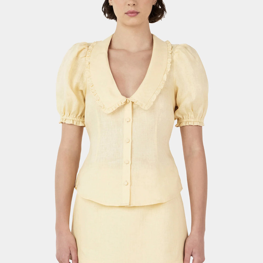 Ownley - Izzy Linen Shirt in Lemon