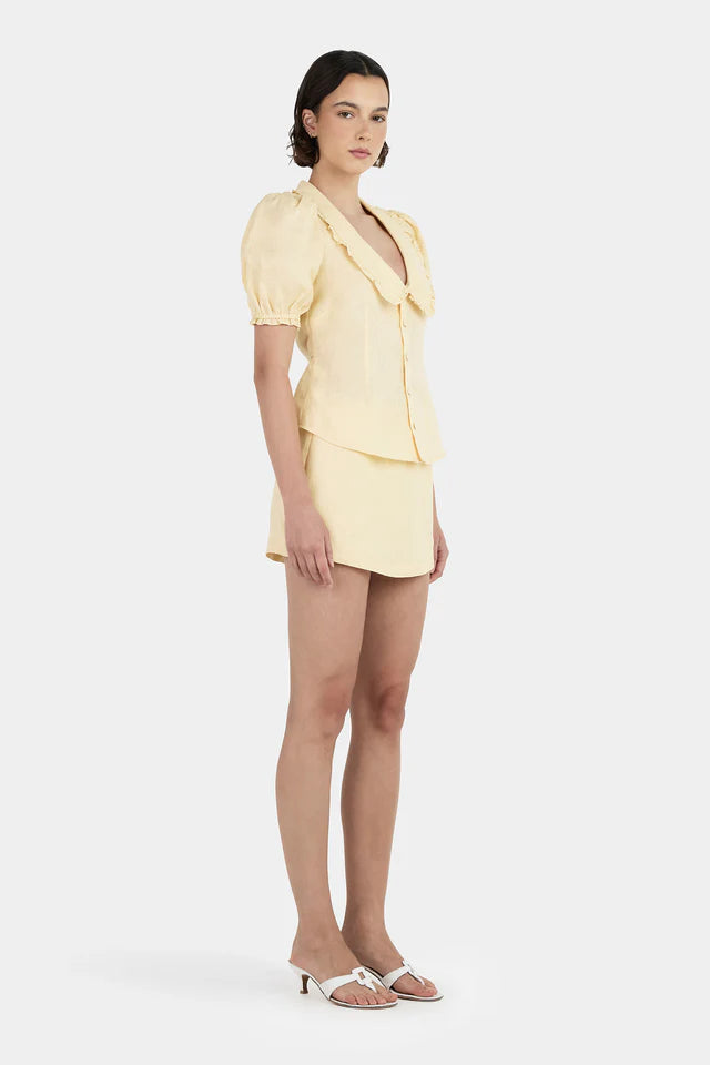 Ownley - Grace Linen Mini Skirt in Lemon
