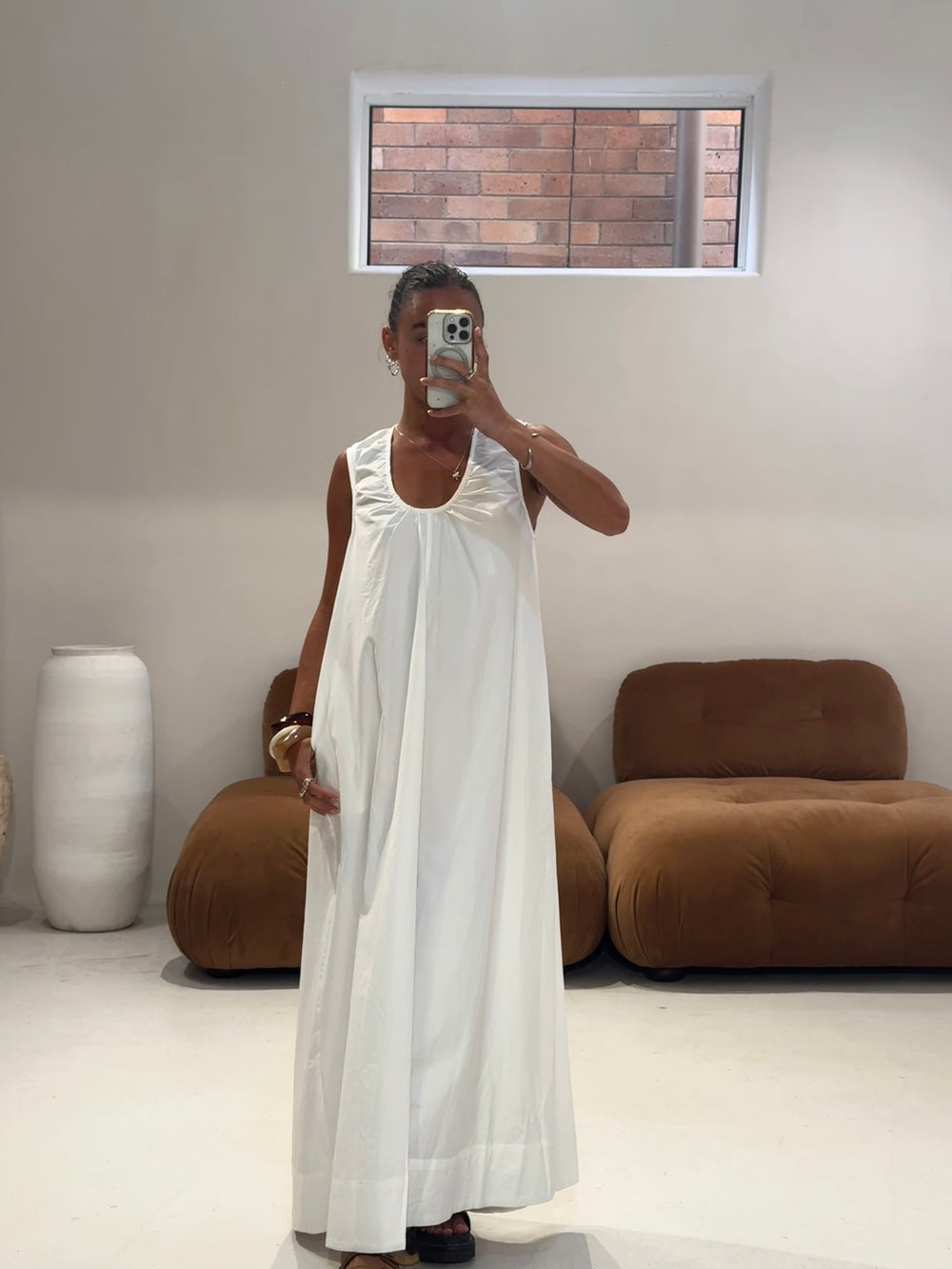 Emte - Poplin Maxi Dress in White