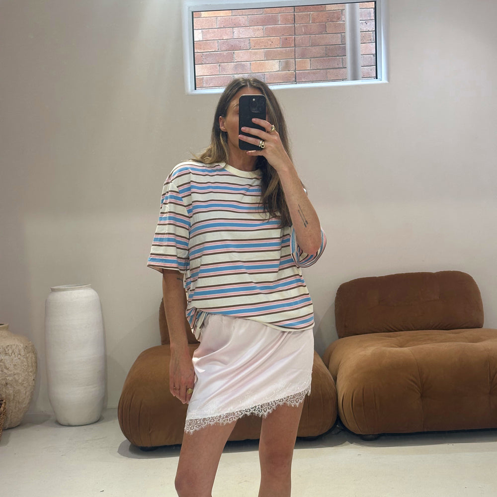 By Frankie - Lace Slip Skirt in Baby Pink