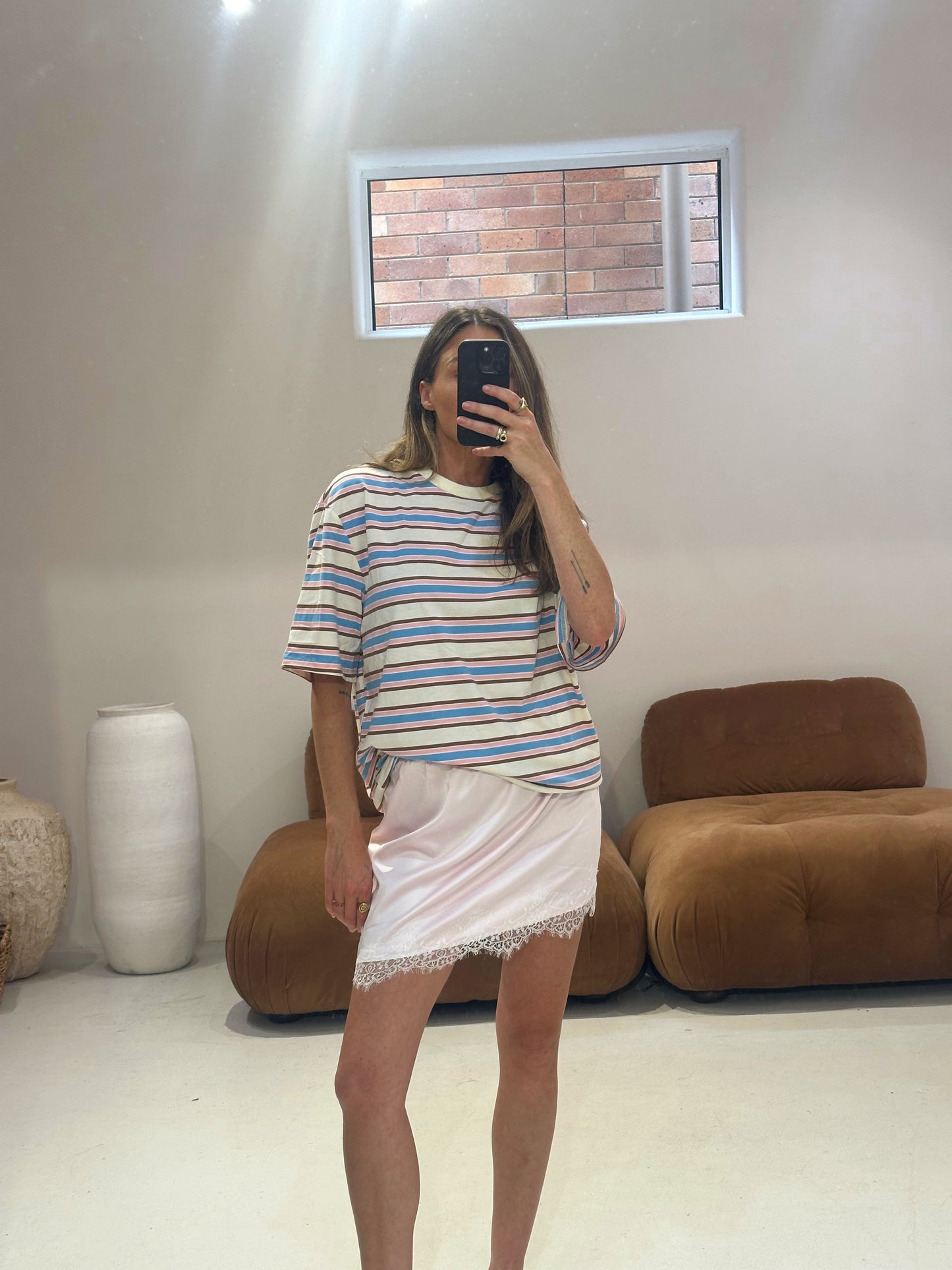 By Frankie - Lace Slip Skirt in Baby Pink