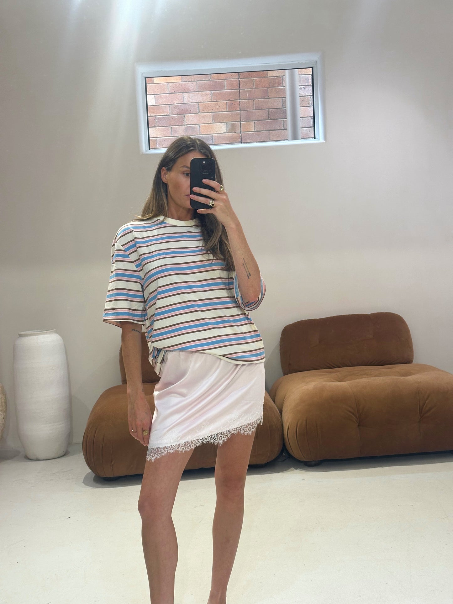 By Frankie - Lace Slip Skirt in Baby Pink