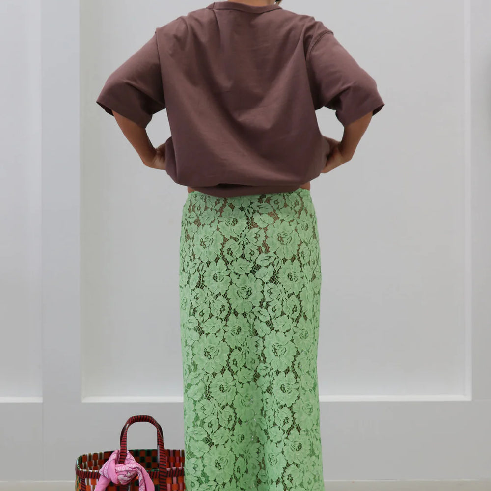 Fiamma - Mela Lace Midi Skirt - Green