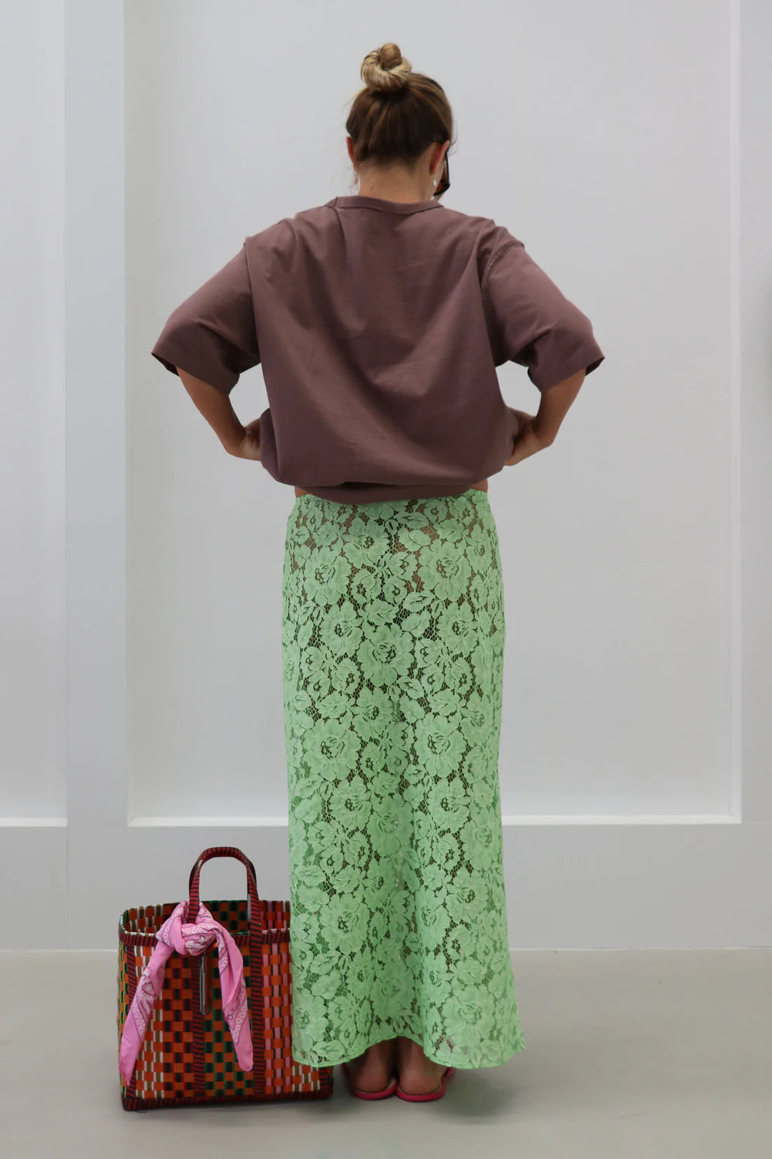 Fiamma - Mela Lace Midi Skirt - Green