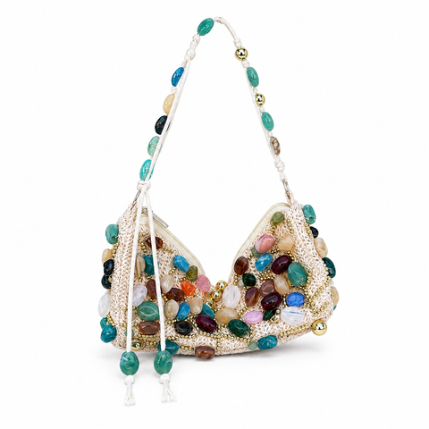We Are Emte - Capri Bag in Beaded Cream Woven