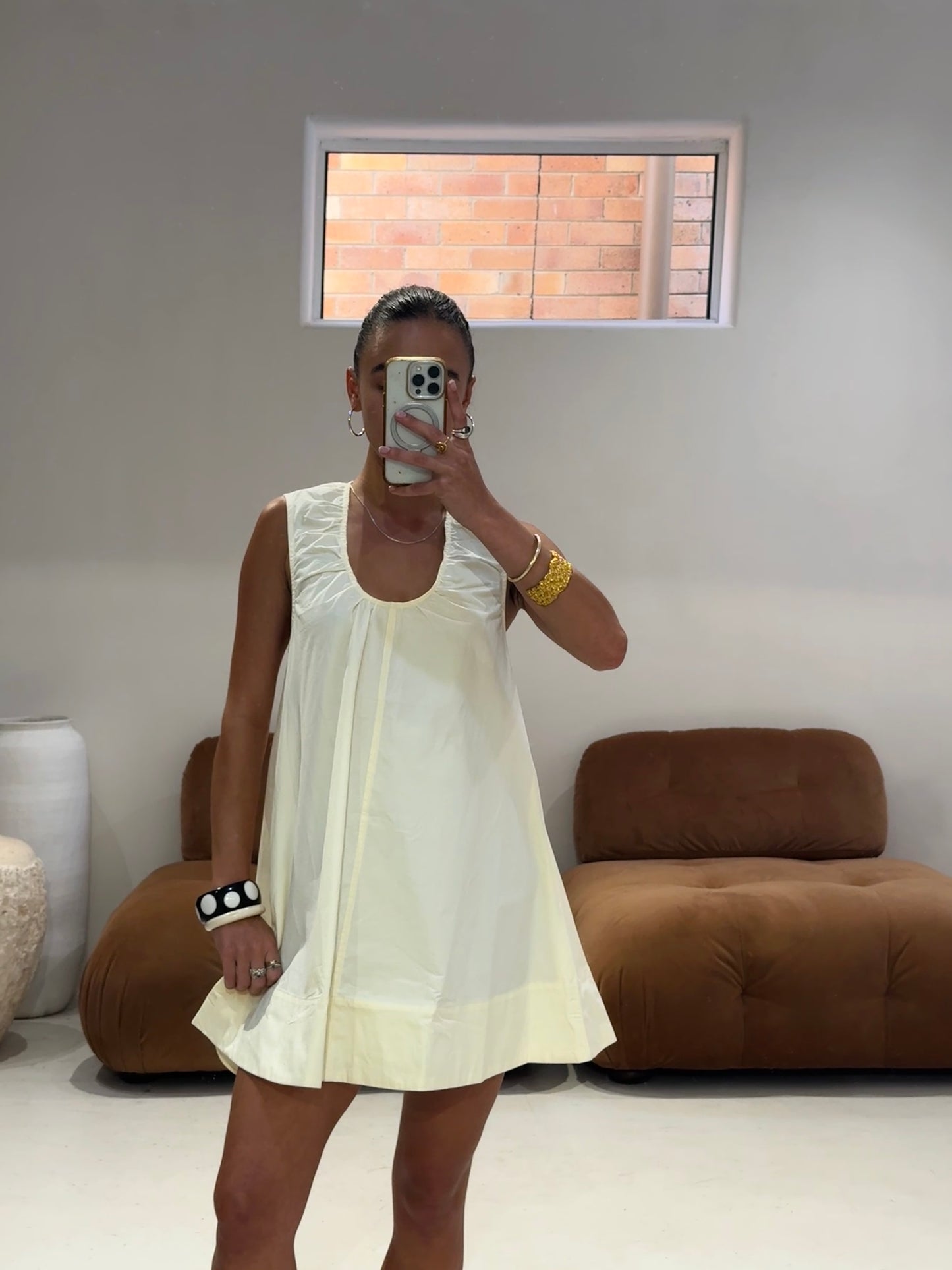 Emte - Poplin Dress in Soft Butter