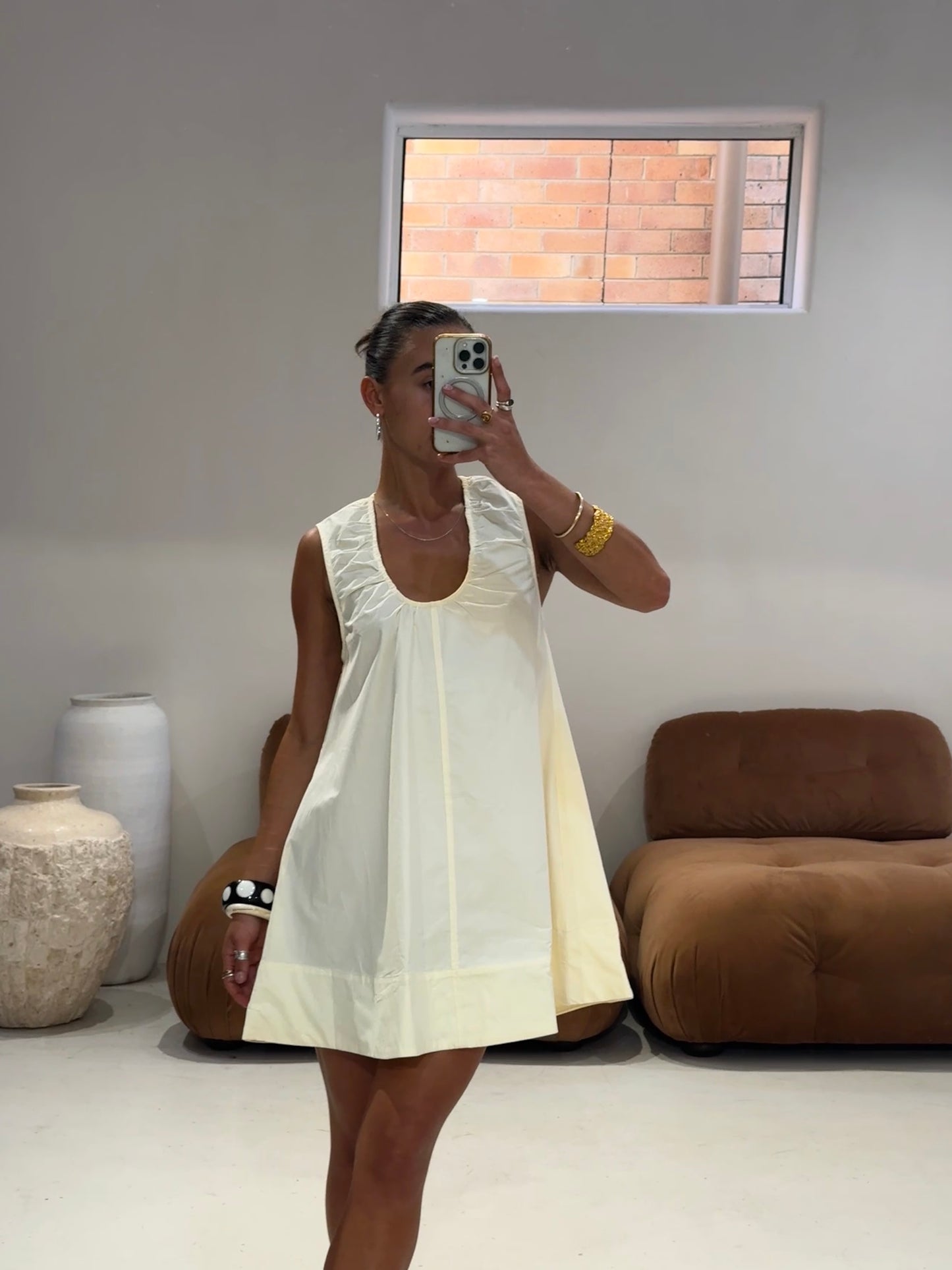 Emte - Poplin Dress in Soft Butter