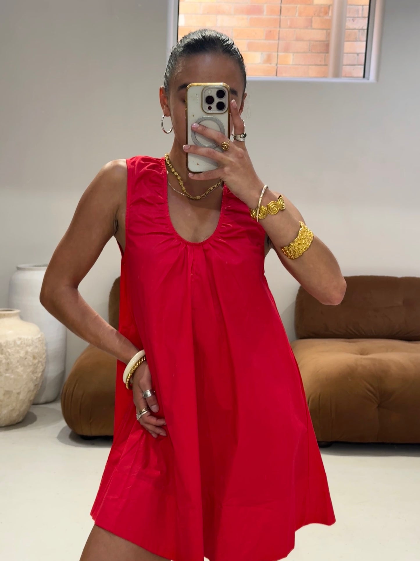 Emte - Poplin Dress in Red