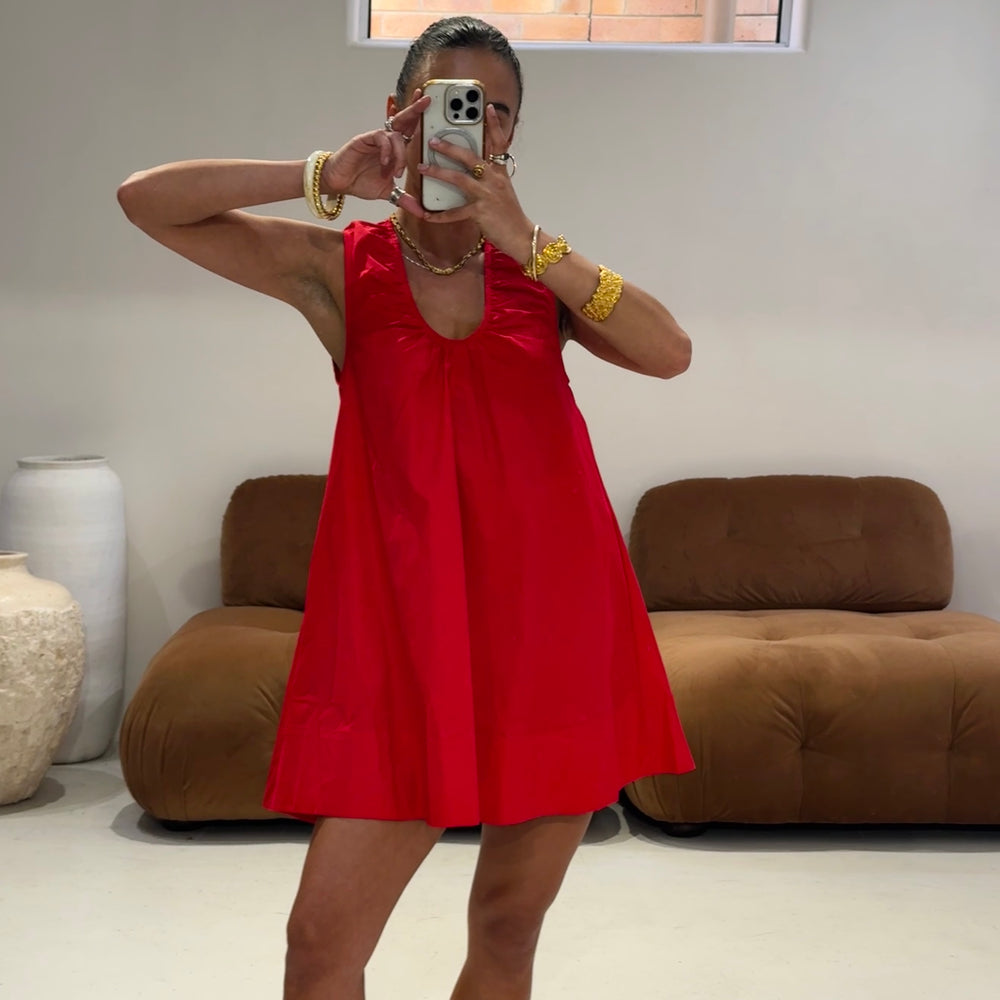 Emte - Poplin Dress in Red