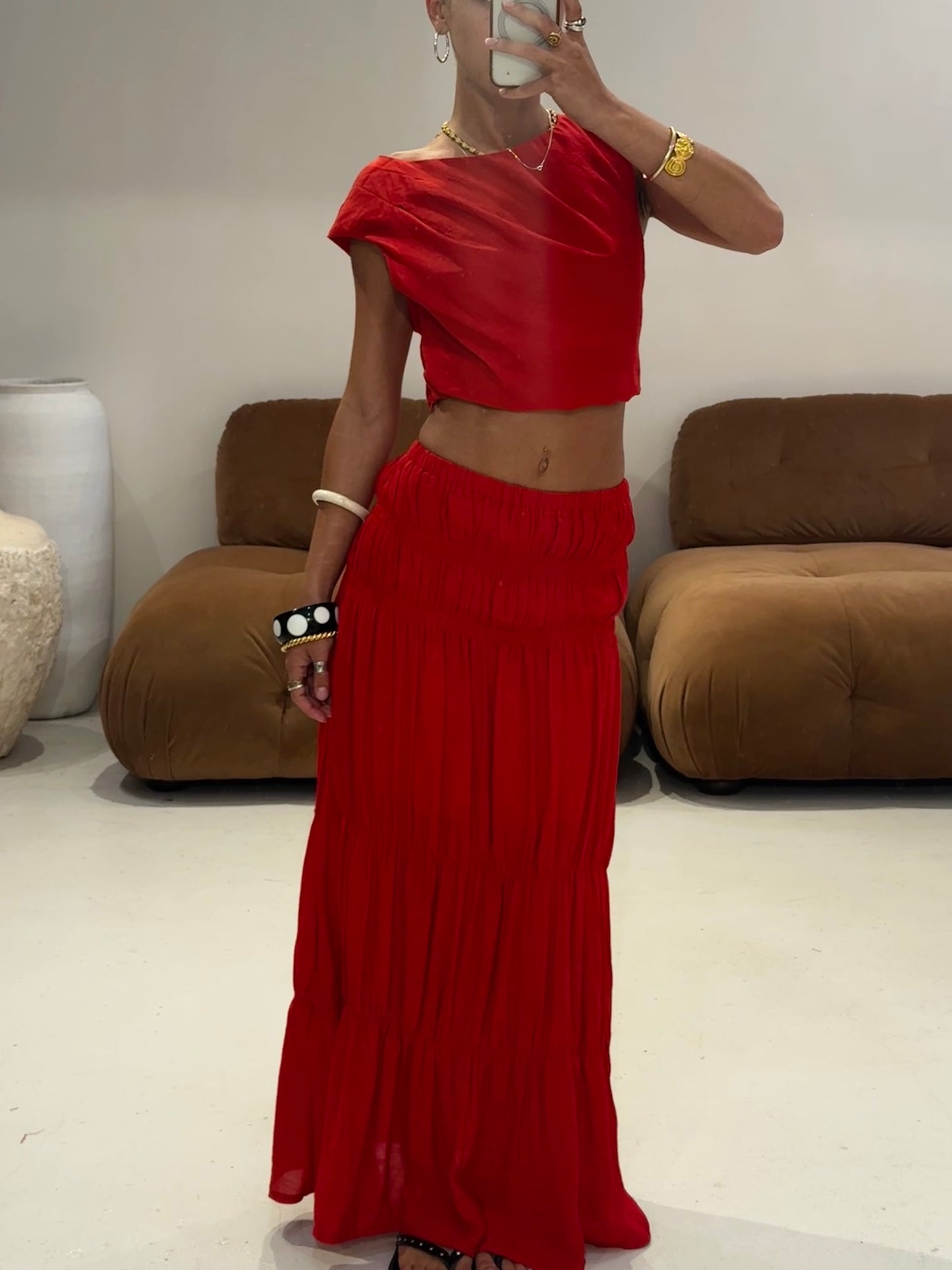 Emte - Rosetta Maxi Skirt in Chilli