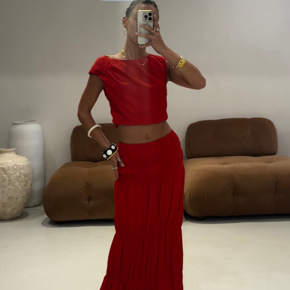 Emte - Rosetta Maxi Skirt in Chilli
