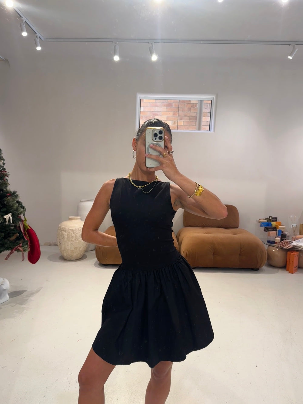 Emte - Bubble Mini Dress in Black