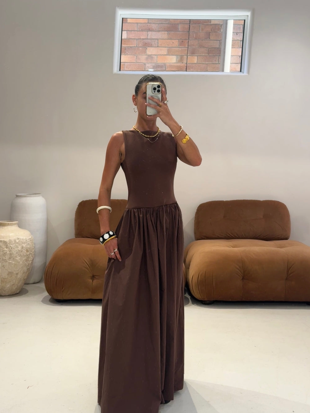 Emte - Bubble Maxi Dress in Chocolate