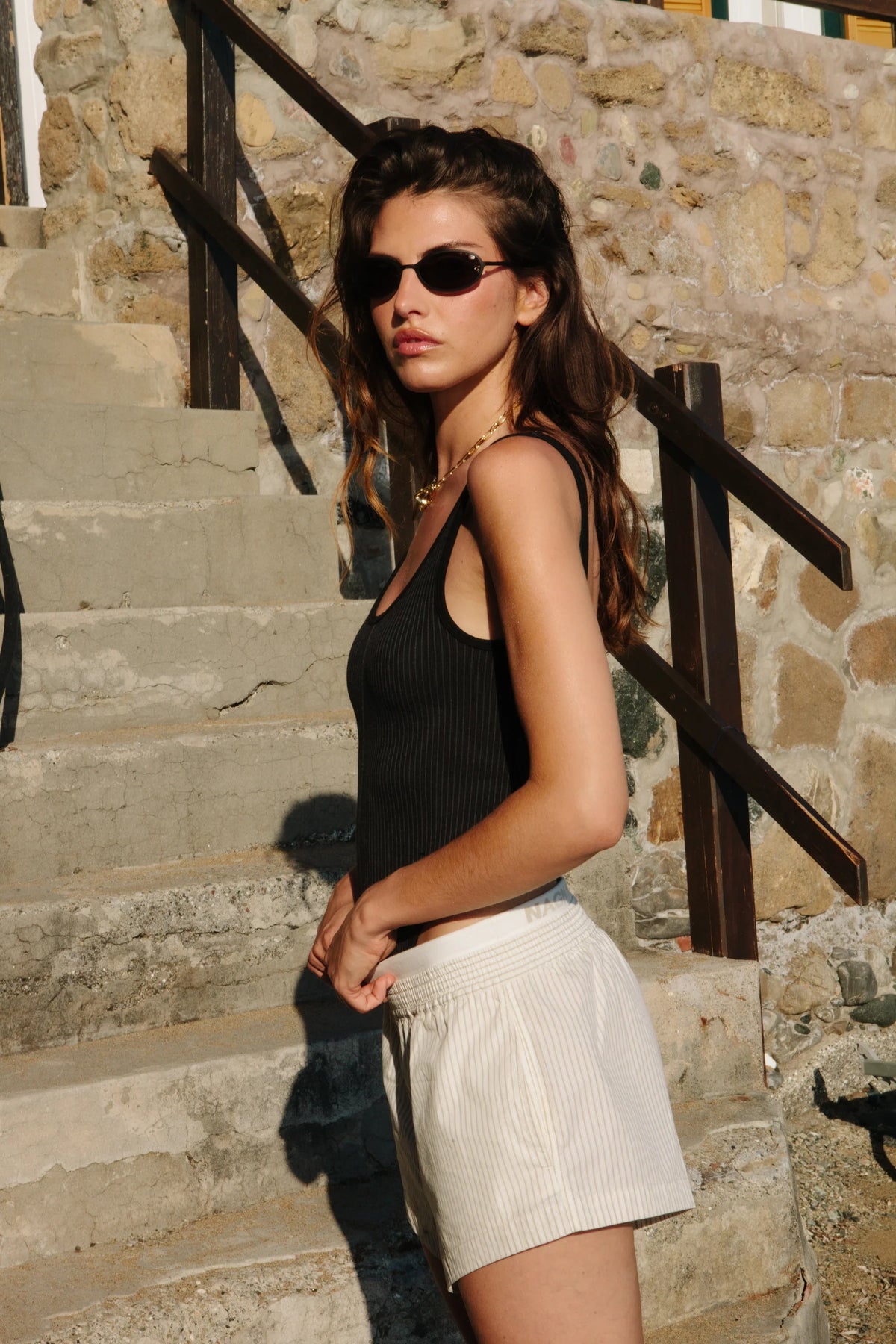 Nagnata - Organic Loom Box Knit Short in Blanc