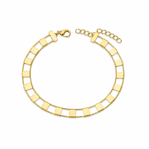We Are Emte -Square Link Bracelet in Gold Plated