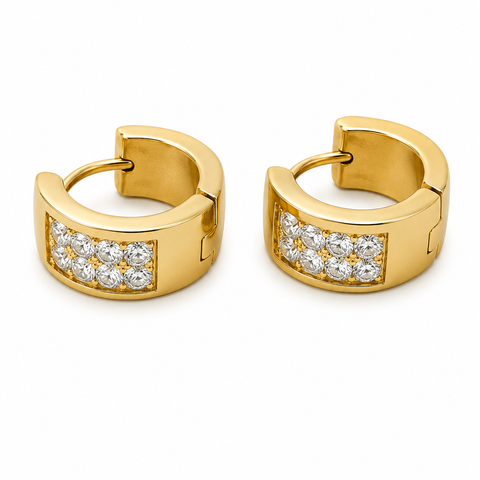 We Are Emte- Mode Crystal Huggie Hoops in Gold Plated